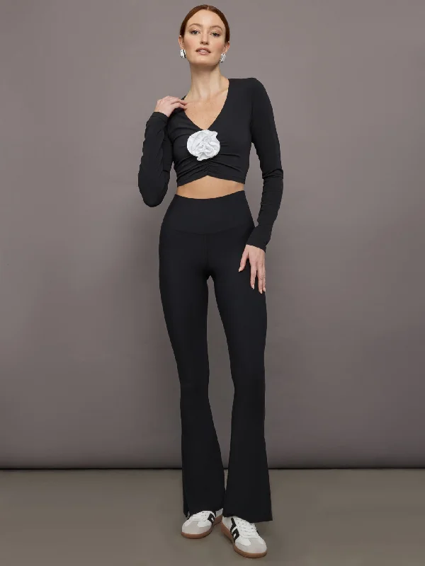 Rosette Long Sleeve Top in Melt - Black w/ White Rosette Casual Women's Japanese 