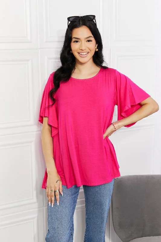 More Than Words Flutter Sleeve Top Stylish Women's Tropical 