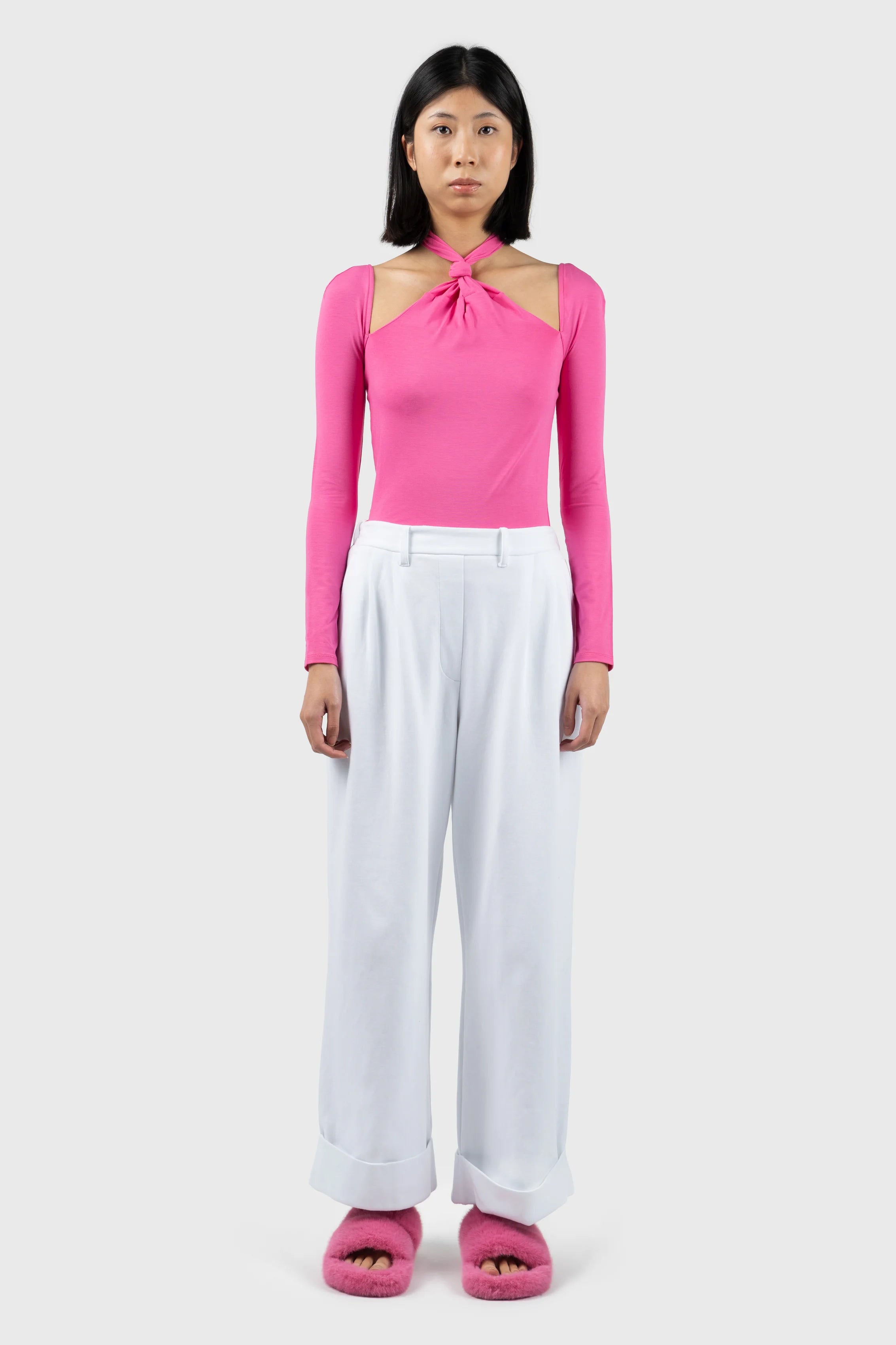 Jersey Knotted Top Preppy Women's College