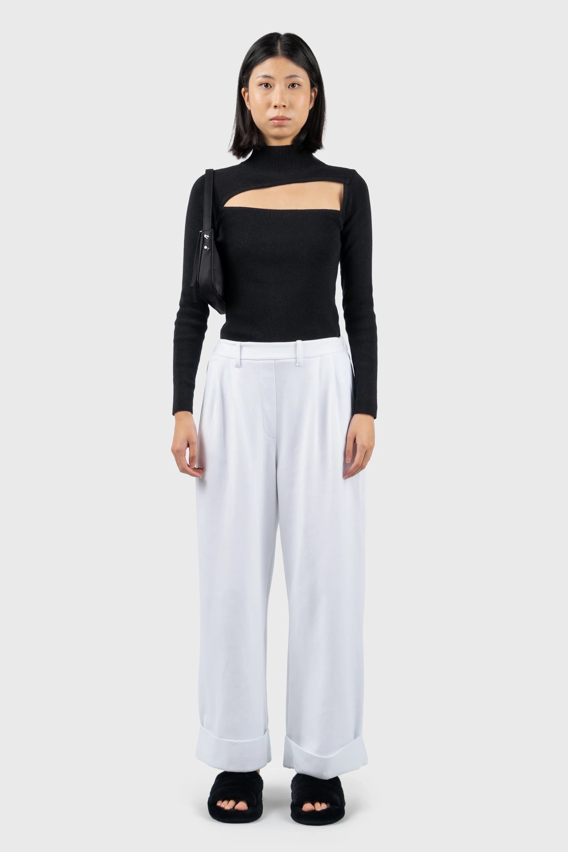 Cut Out High Neck Knit Top Confident Women's Power