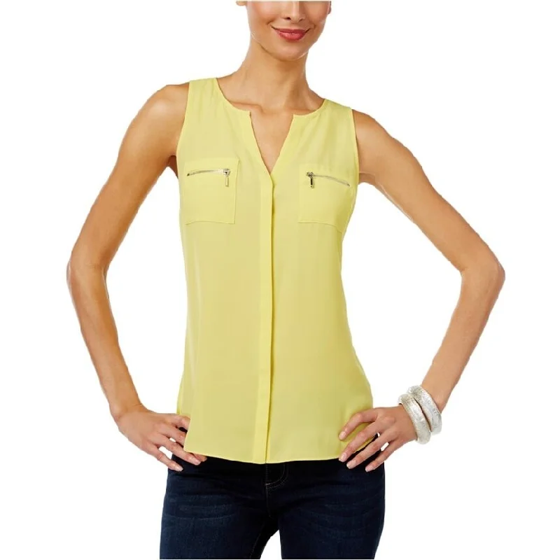 I-N-C Womens Top Knit Blouse, Yellow, Medium Hip Women's Retro