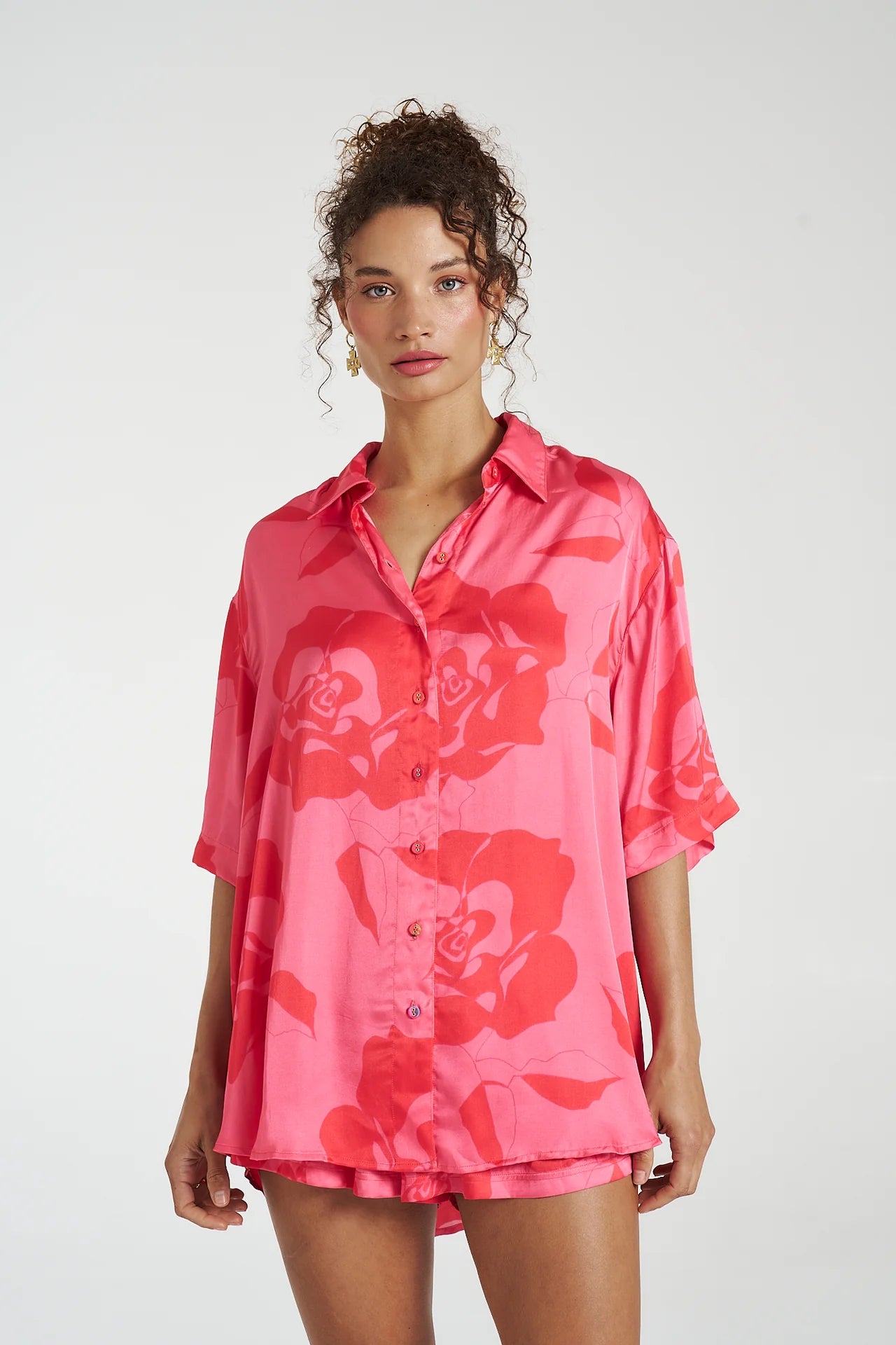 BIG SHIRT - A ROSE BY ANY OTHER NAME Vintage Women's 1970S 