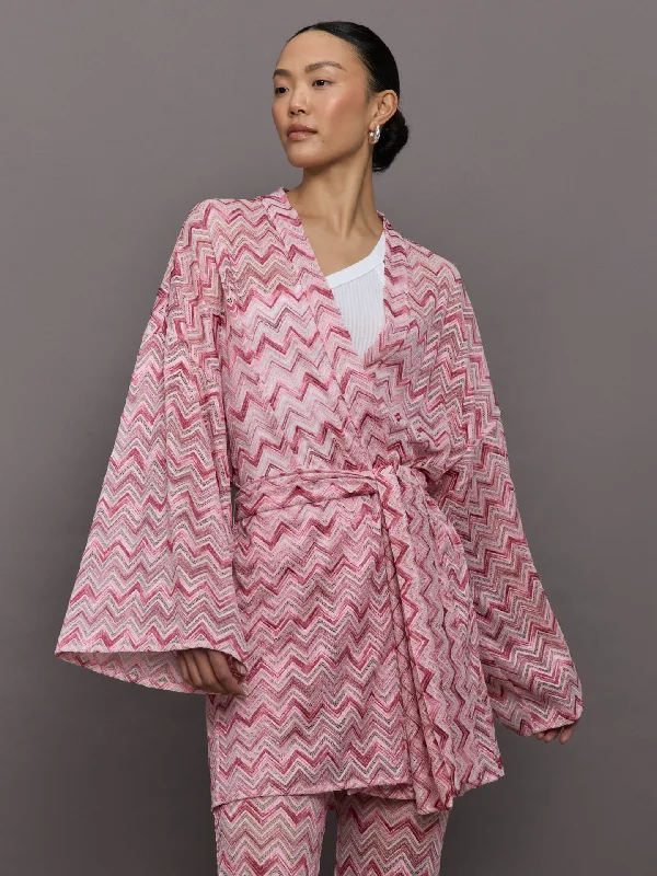 Long Cover Up - Pink/White Chevron Hip Women's Urban