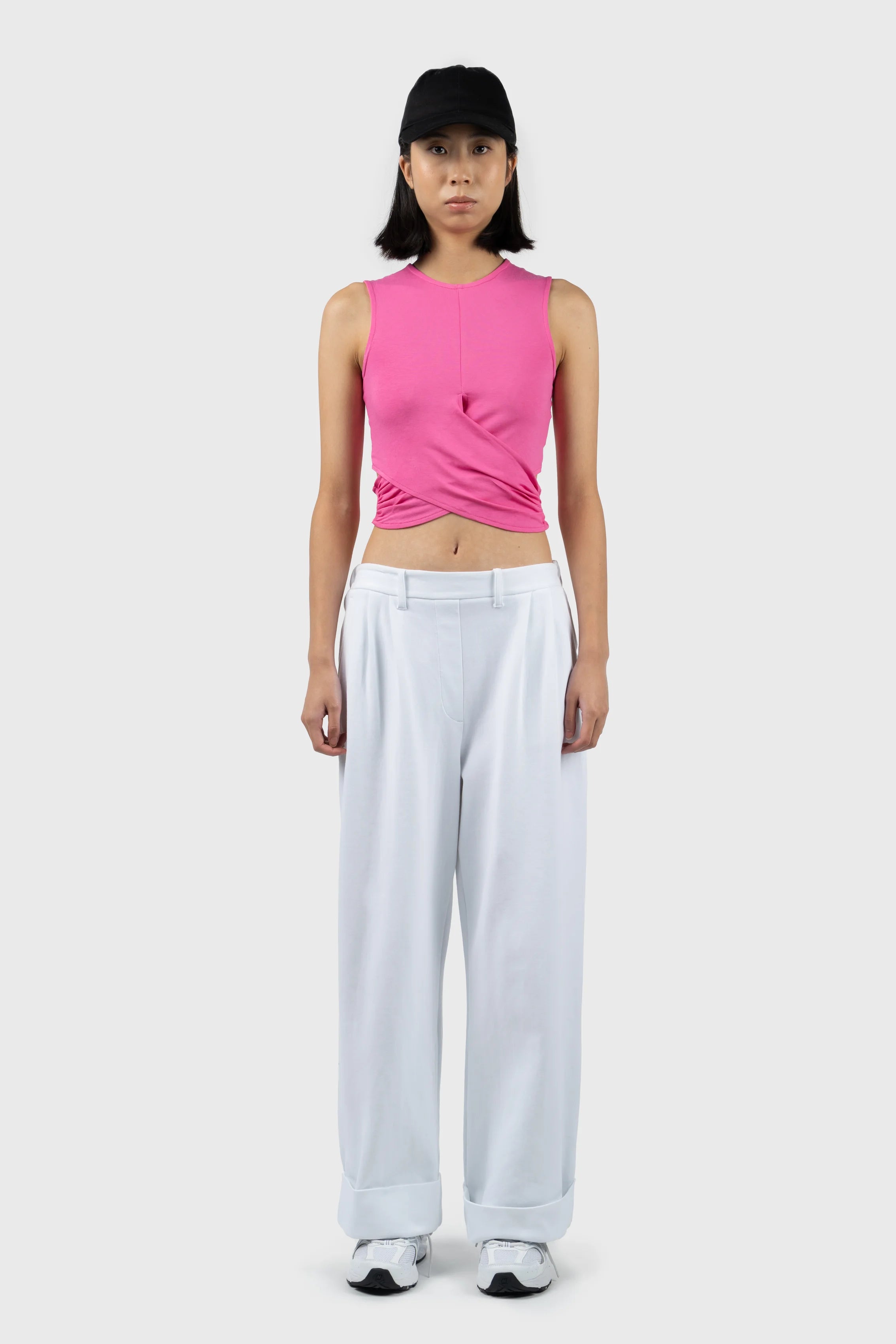 Wrap Detail Cropped Jersey Vest Traditional Women's 