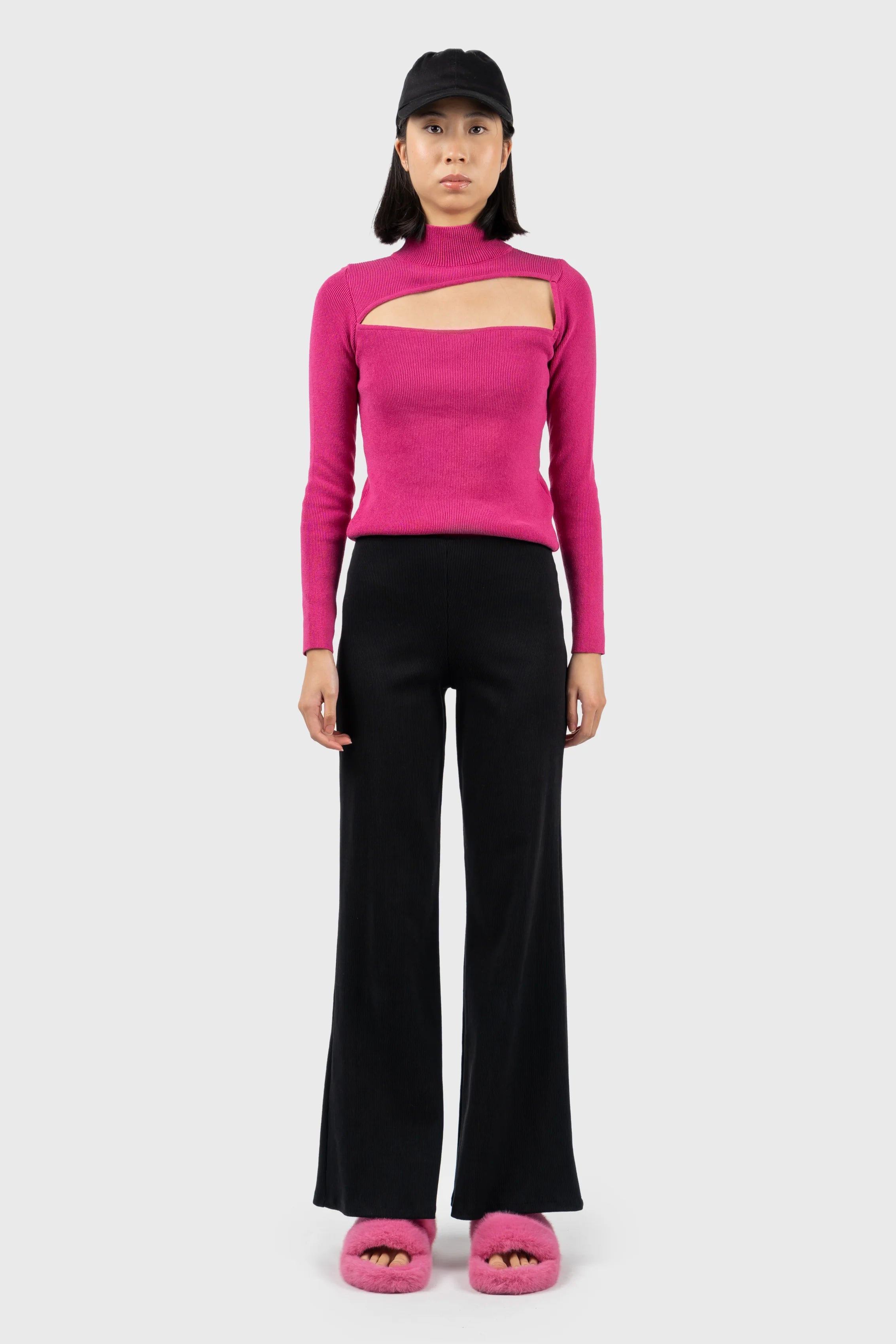 Cut Out High Neck Knit Top performance