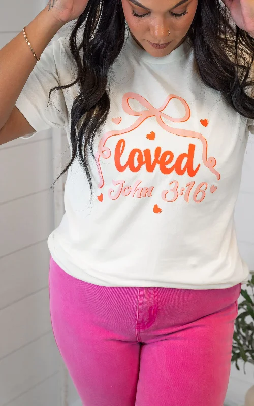 Loved - John 3:16 Graphic T-shirt Elegant Women's 