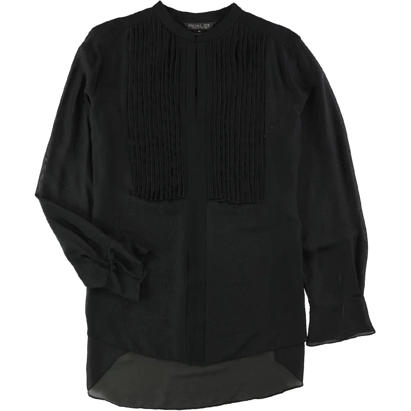 Rachel Zoe Womens Pintuched Knit Blouse, Black, 10 Sharp Women's Italian
