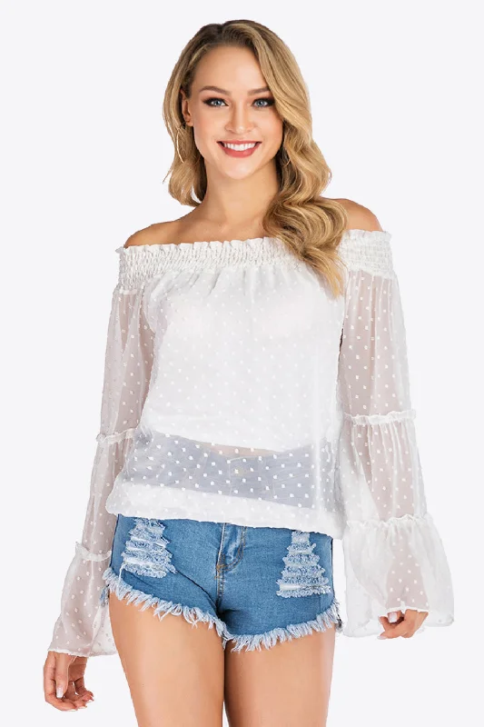 Swiss Dot Off-Shoulder Blouse French