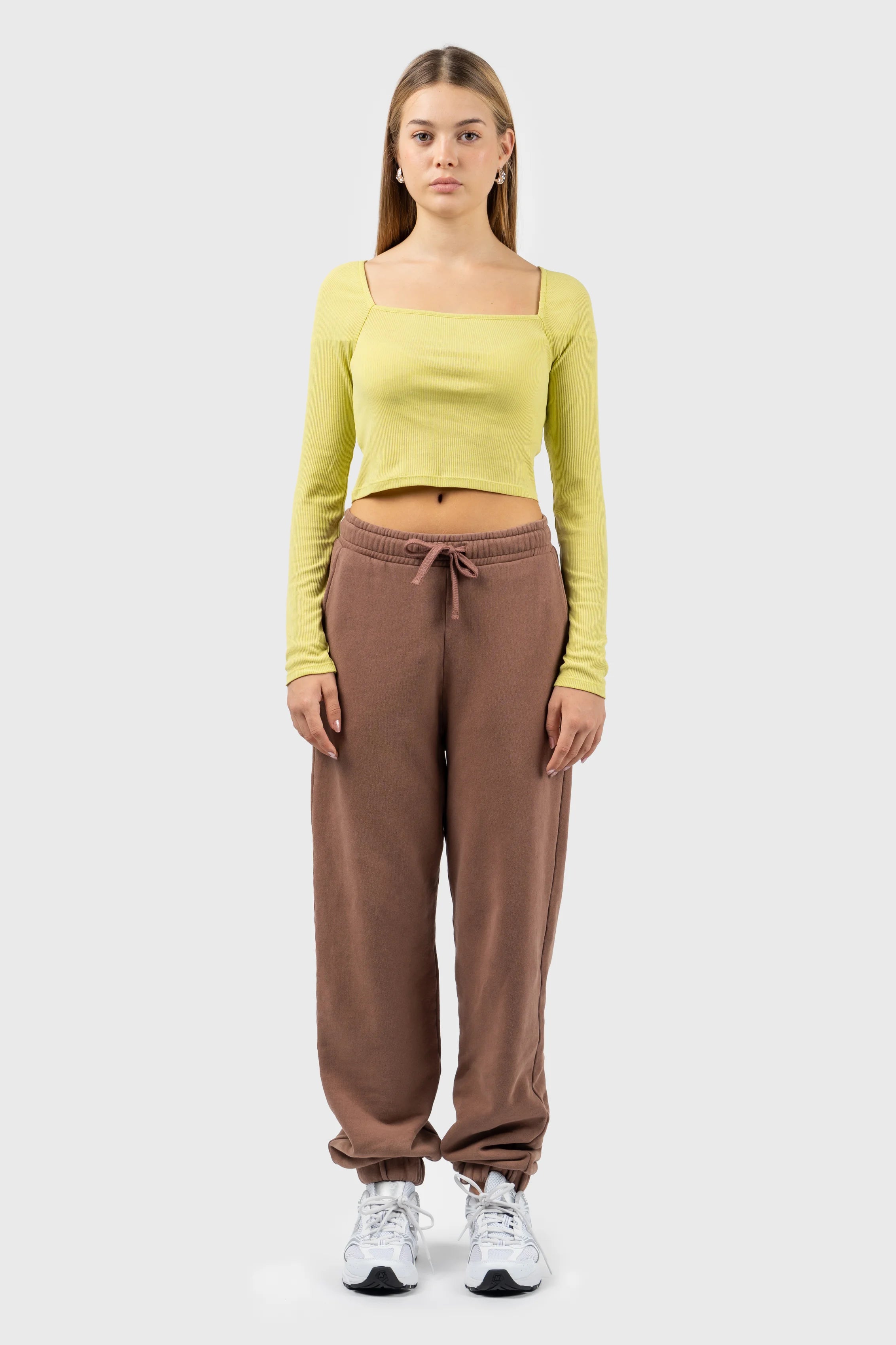 Cropped Square Neck Rib Top French