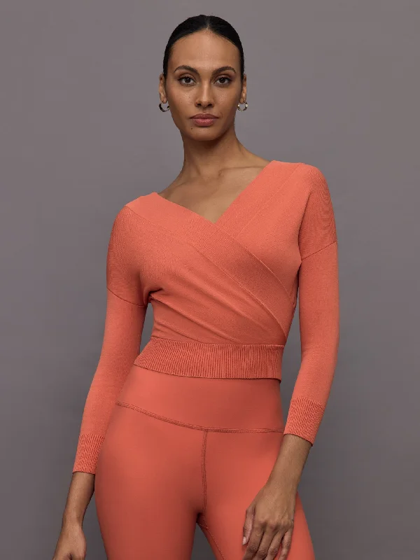 Cross Over Sweater - Burnt Sienna Refined Women's Classic 