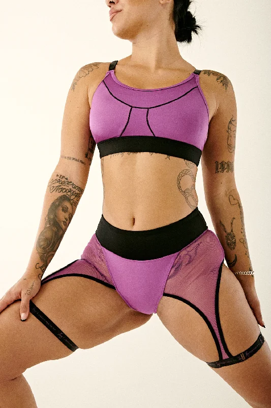 Haley Scoop Neck Sports Bra - Purple Athletic Women's High - 