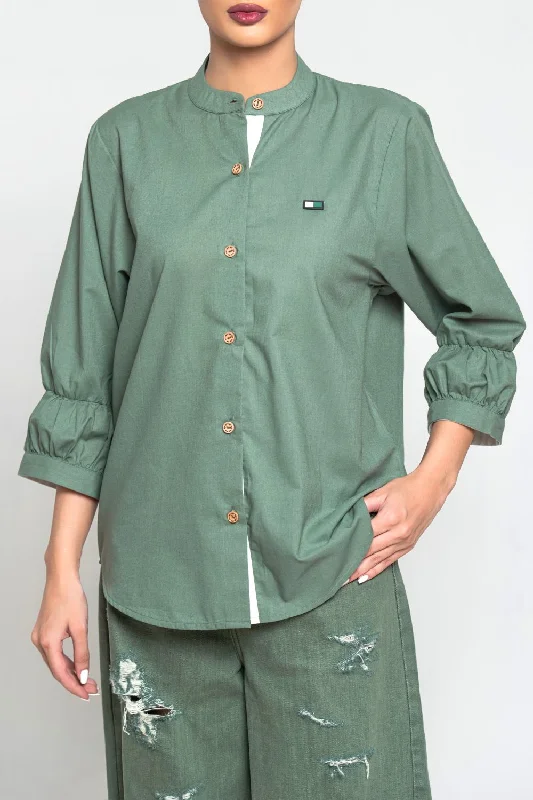 Olive Kurta Collar Shirt Traditional Women's 