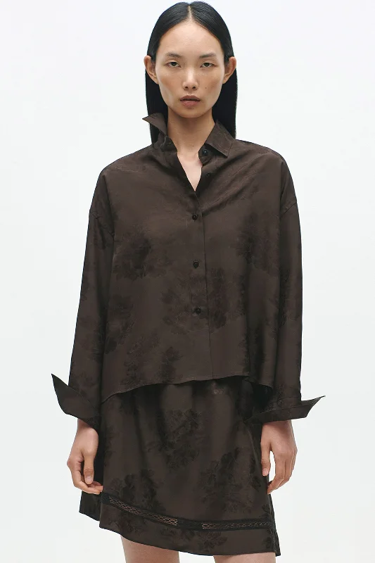 Jacquard Classic Shirt Casual Women's Japanese 