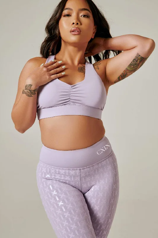 Ruche Sports Bra - Lilac Sporty Women's Athleisure 