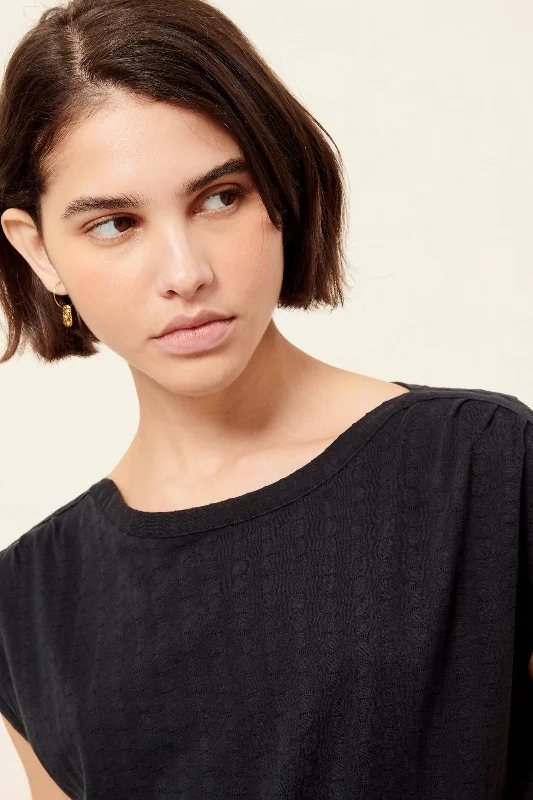 Sixtojacquard Cotton-Blended T-Shirt Elegant Women's 