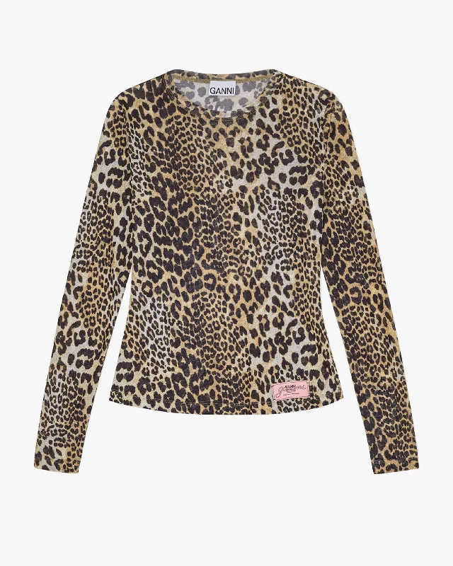 Printed Marl Mesh LS Top Disco
