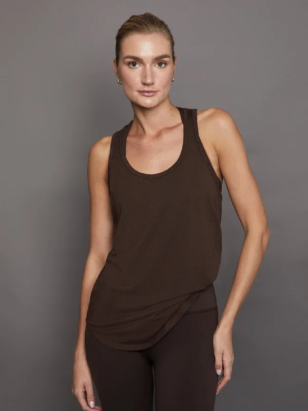 Long RacerBack Tank - Dark Oak Compression