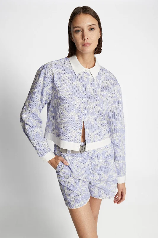 Fuja Embroidery Cotton Shirt Practical Women's Multi - 