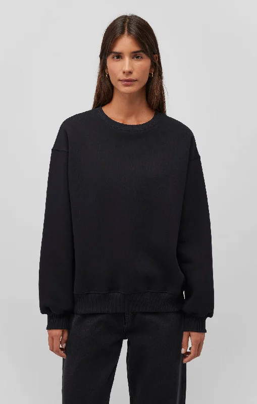 DROP SHOULDER SWEATSHIRT IN BLACK Polished Women's Silk