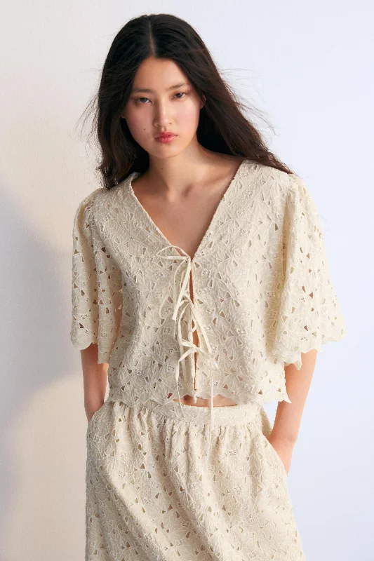 Narciso Cotton Crochet Blouse Feminine Women's Style 