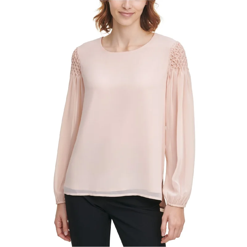 Calvin Klein Womens Solid Pullover Blouse, Pink, Small Adventure