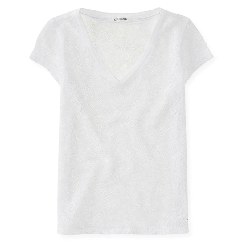 Aeropostale Womens Solid Lace Pullover Blouse Cozy Women's Winter