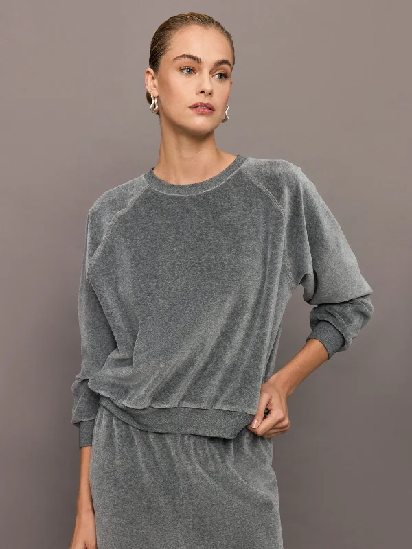 Raglan Pullover in Velour - Charcoal Grey Australian Beach