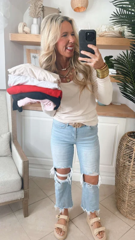 Hold Tight Scoop Neck Long Sleeve Top | SALTY WAVE Traditional Women's Wool