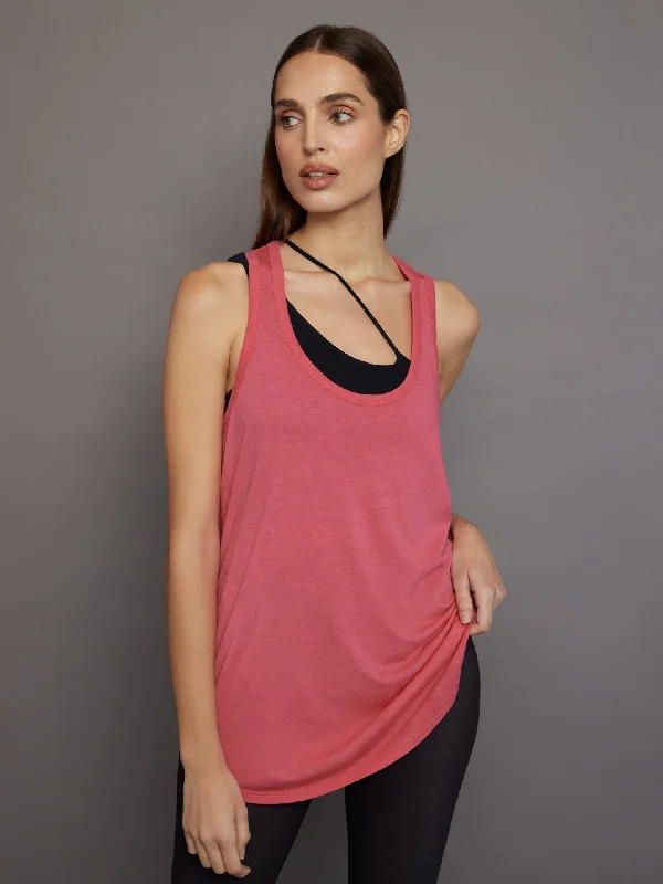 Long RacerBack Tank - Honeysuckle Geometric