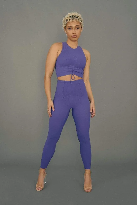 Move It Ribbed Corset Crop - Violet Dusk Trendy Women's 