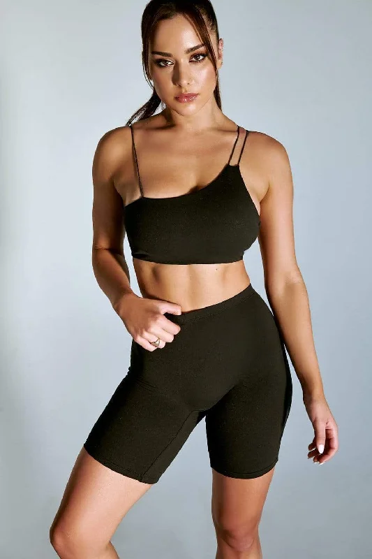 LuxLounge One Shoulder Illusion Top - Black Traditional Women's Wool