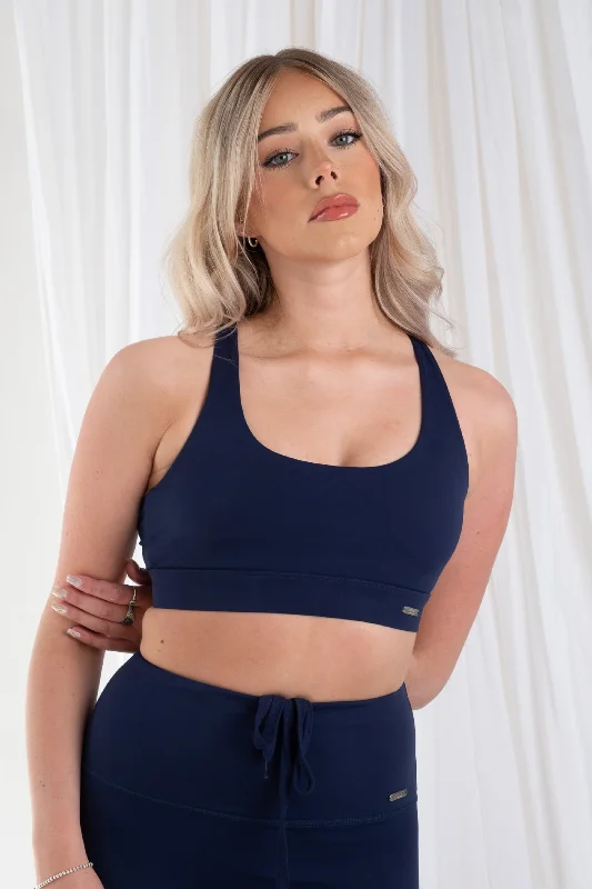 Cross Back Sports Bra Navy Rugged Women's Outdoor 