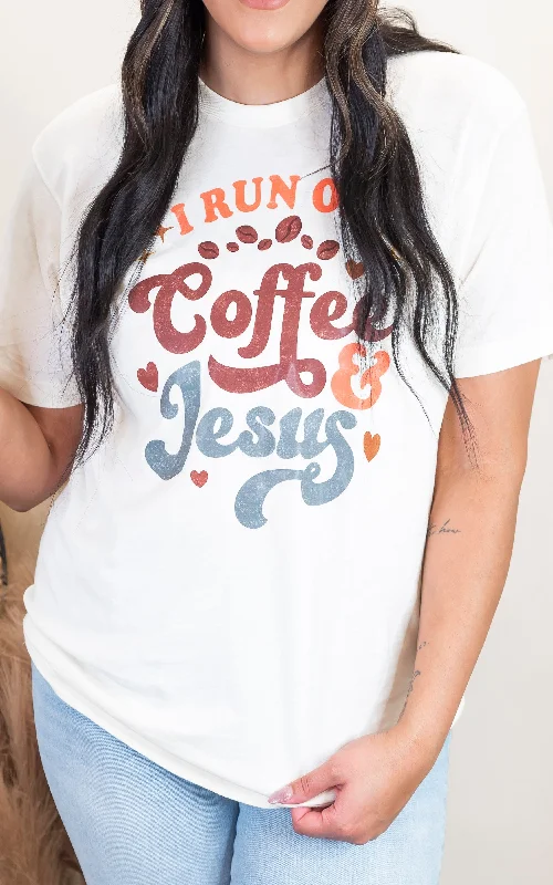 I Run on Coffee & Jesus Graphic T-shirt Polished Women's Silk