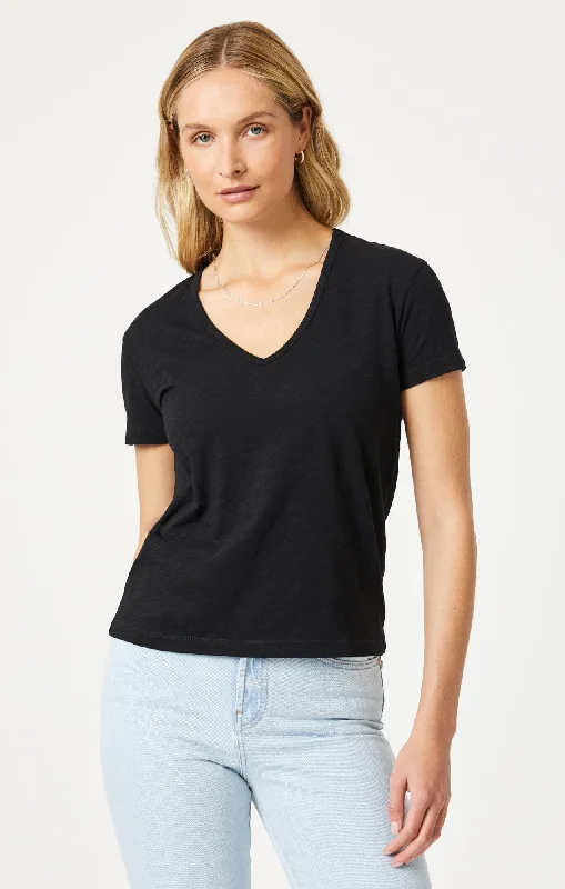 V-NECK T-SHIRT IN BLACK Compression