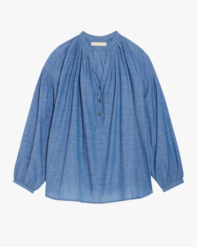 Nipoa Chambray Blouse Traditional Women's Wool