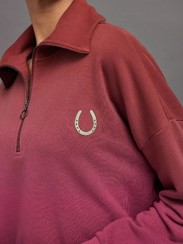 Ombre French Terry Half Zip // Horseshoe - Merlot to Magenta Haze Feminine Women's Soft 