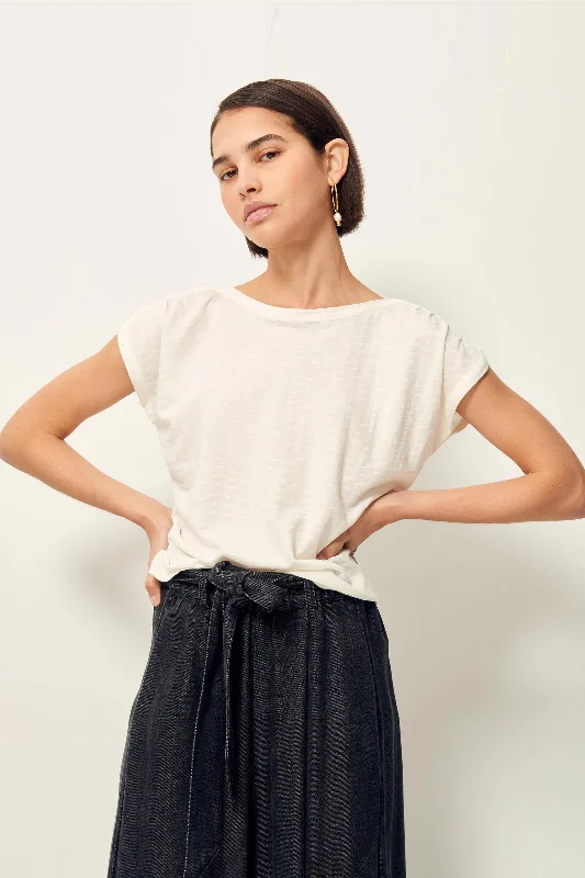 Sixtojacquard Cotton-Blended T-Shirt Unique Women's Upcycled
