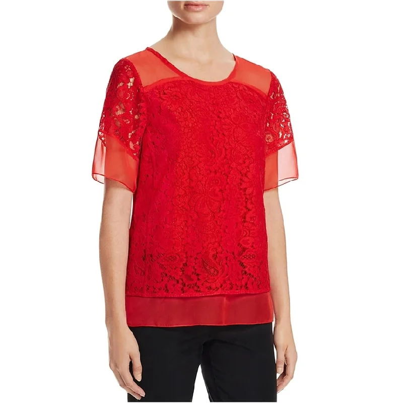 Finity Womens Layered Knit Blouse Women
