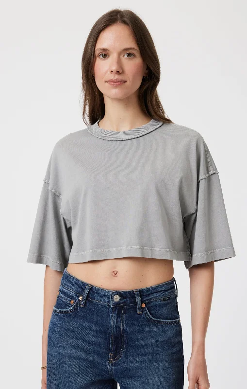DROP SHOULDER CROPPED T-SHIRT IN MONUMENT Gym