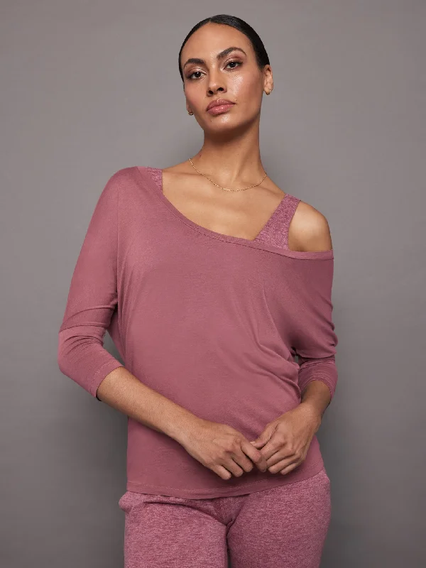 Long Sleeve Off Shoulder Tee - Hawthorn Rose Refined Women's Velvet