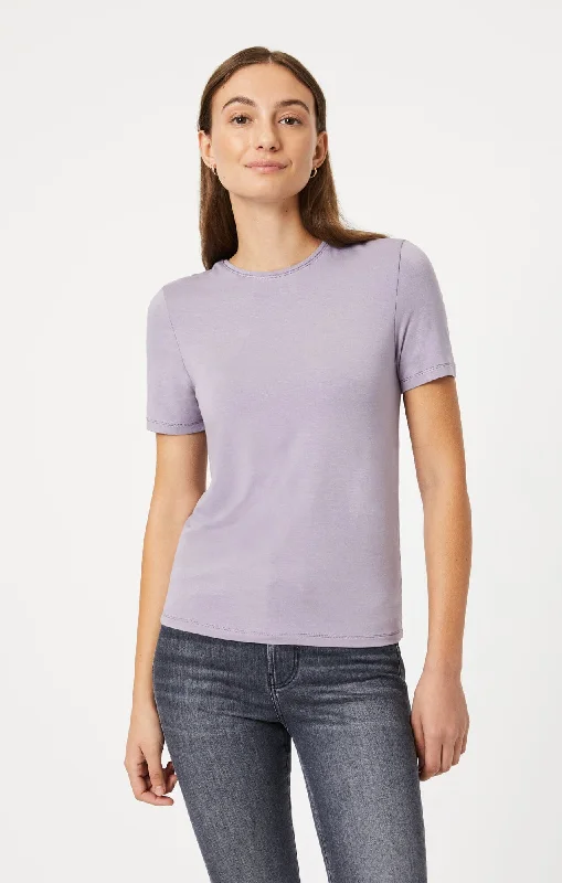 LUXE CREW NECK T-SHIRT IN LAVENDER GRAY Confident Women's High - fashion