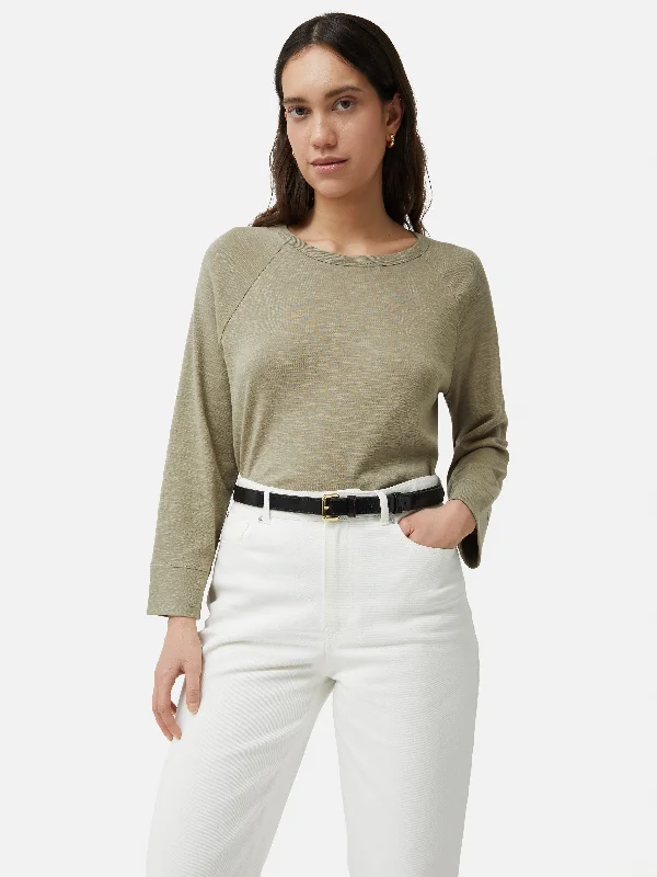 Cotton Luxe Raglan Tee | Khaki Athletic Women's 
