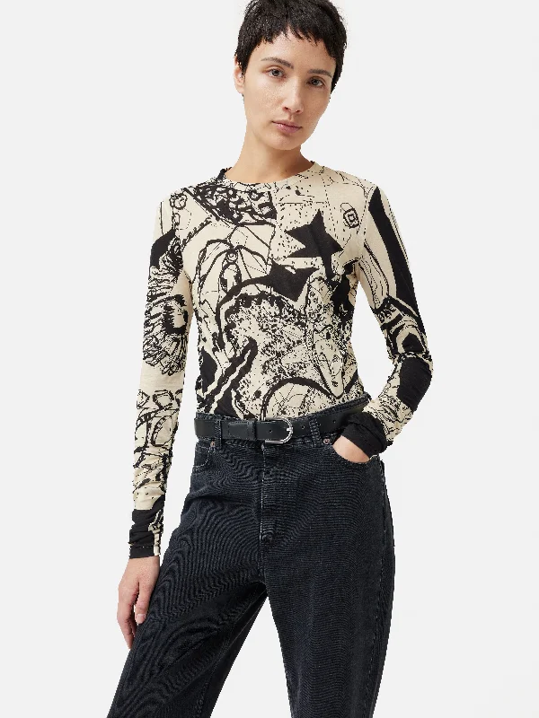 Kings & Queens Long Sleeve Top | Monochrome Cozy Women's Sherpa - lined