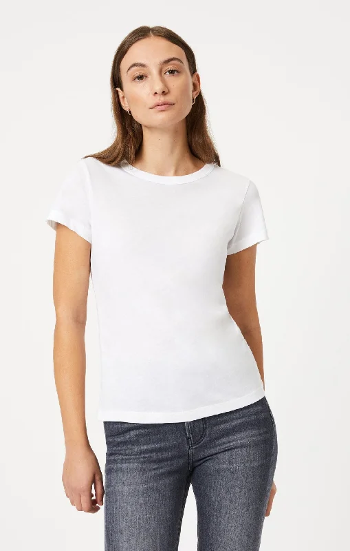 SLIM CREW NECK T-SHIRT IN WHITE Monochromatic Office Style