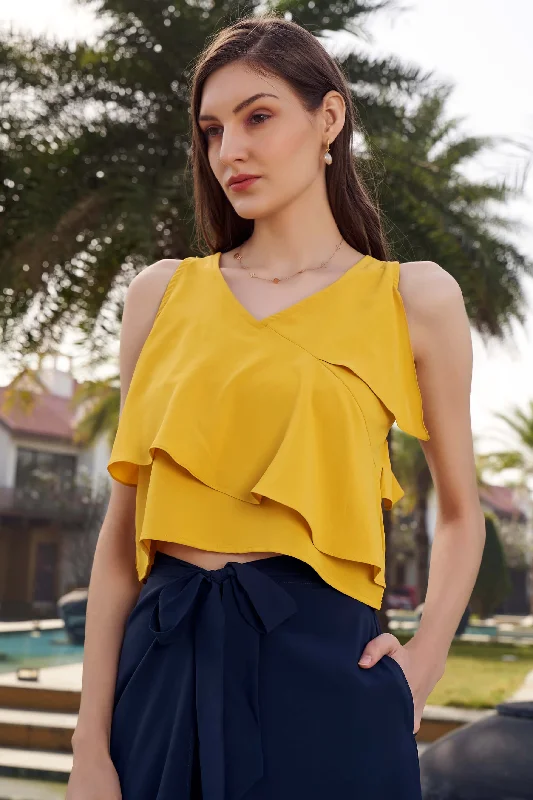 Mustard Strappy Layered Detailed Back Top Adventure