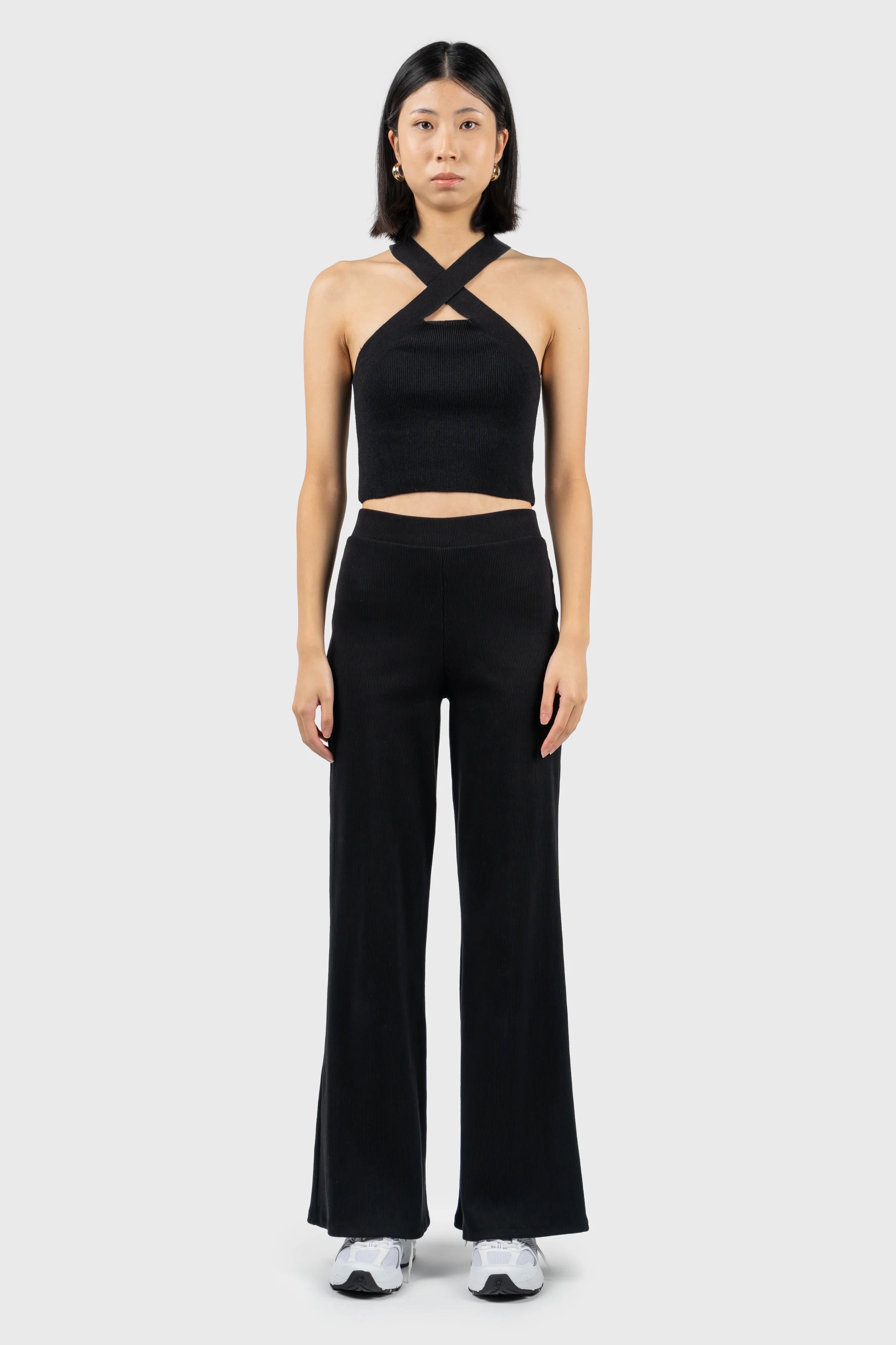 Cross Over Halterneck Knit Top Youthful Women's Anime - inspired