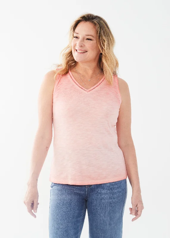 Sleeveless V-Neck Jersey Top Laid - back Women's Style