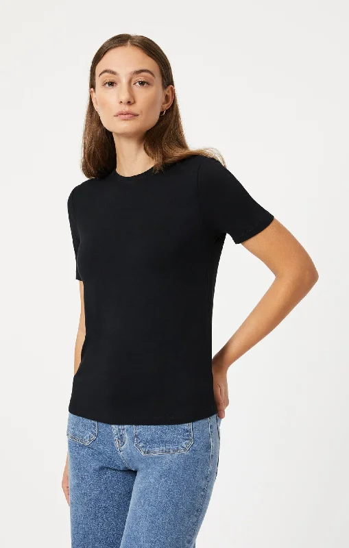 LUXE CREW NECK T-SHIRT IN BLACK Sporty Women's Tennis