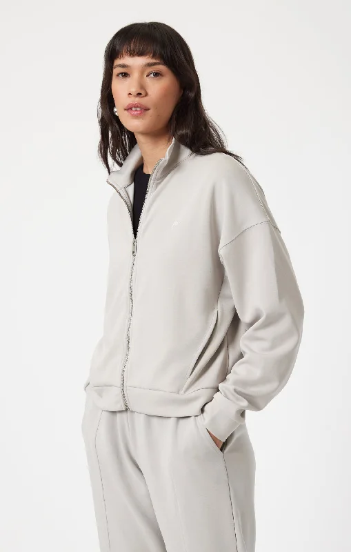 FULL ZIP JACKET IN GRAY VIOLET Sleek Women's Metallic
