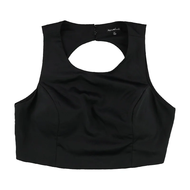 Sequin Hearts Womens Open Back Knit Blouse, Black, 22W Hip Women's Retro